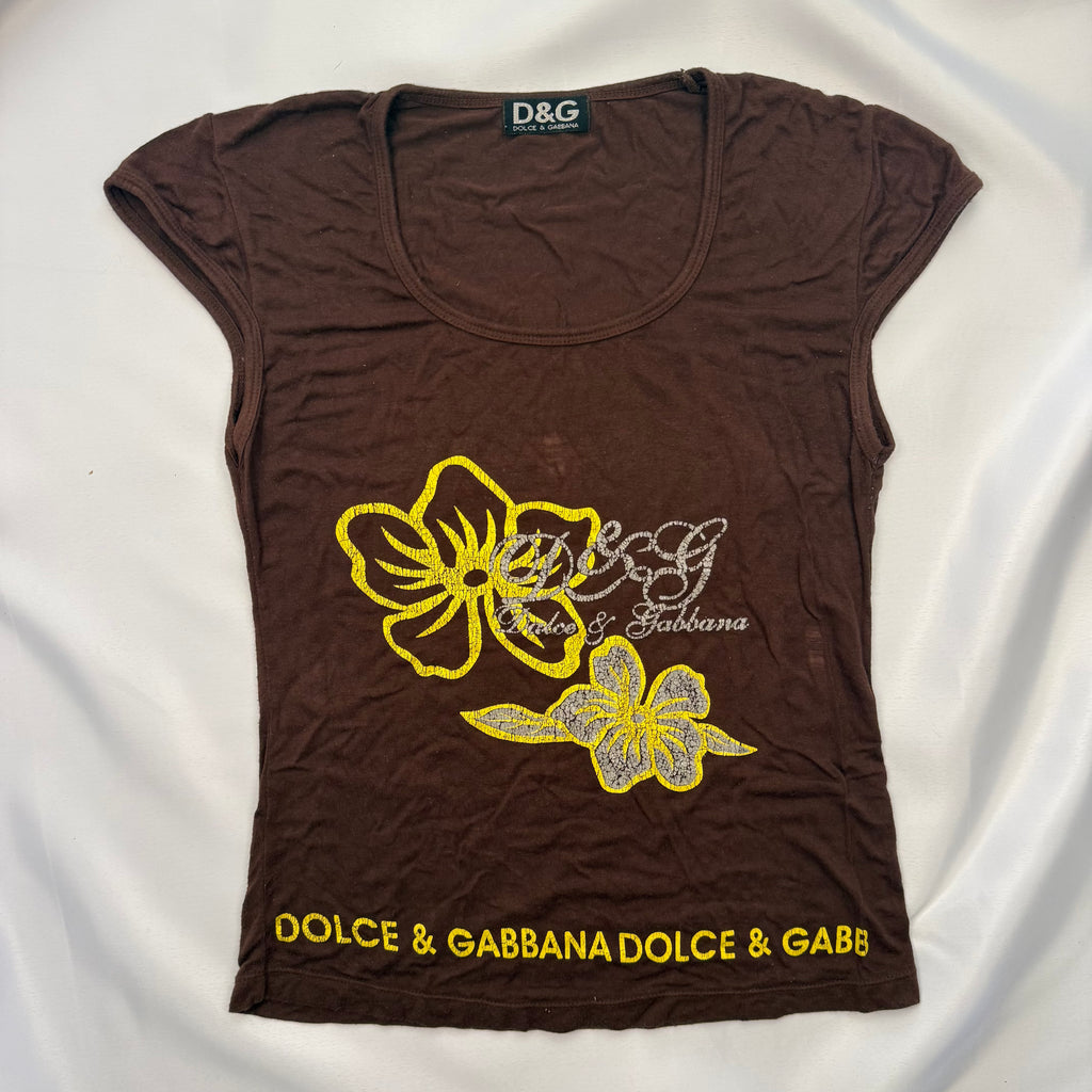 WOMENS VINTAGE DOLCE & GABBANA MINI CAP-SLEEVE LOGO T SHIRT