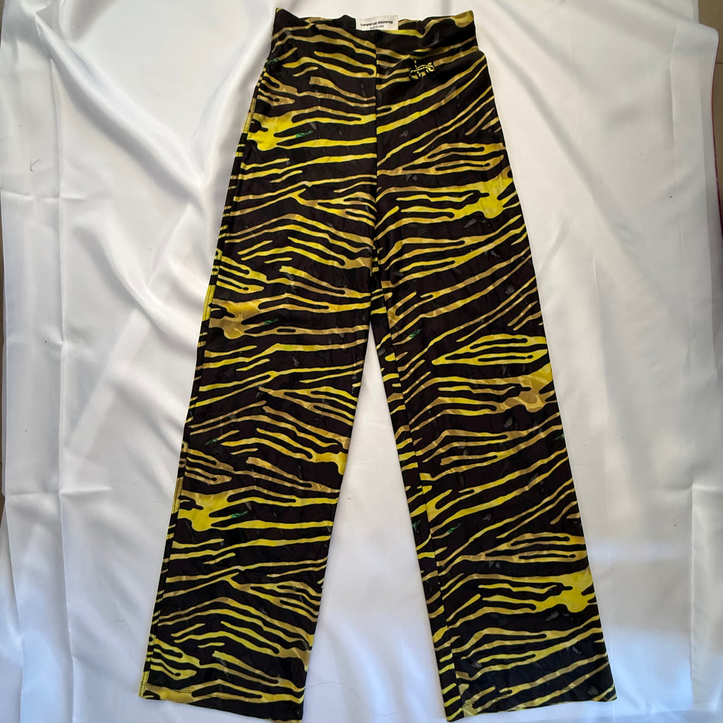 MARINE SERRE SS2020 BLACK AND YELLOW ZEBRA YOGA PANTS