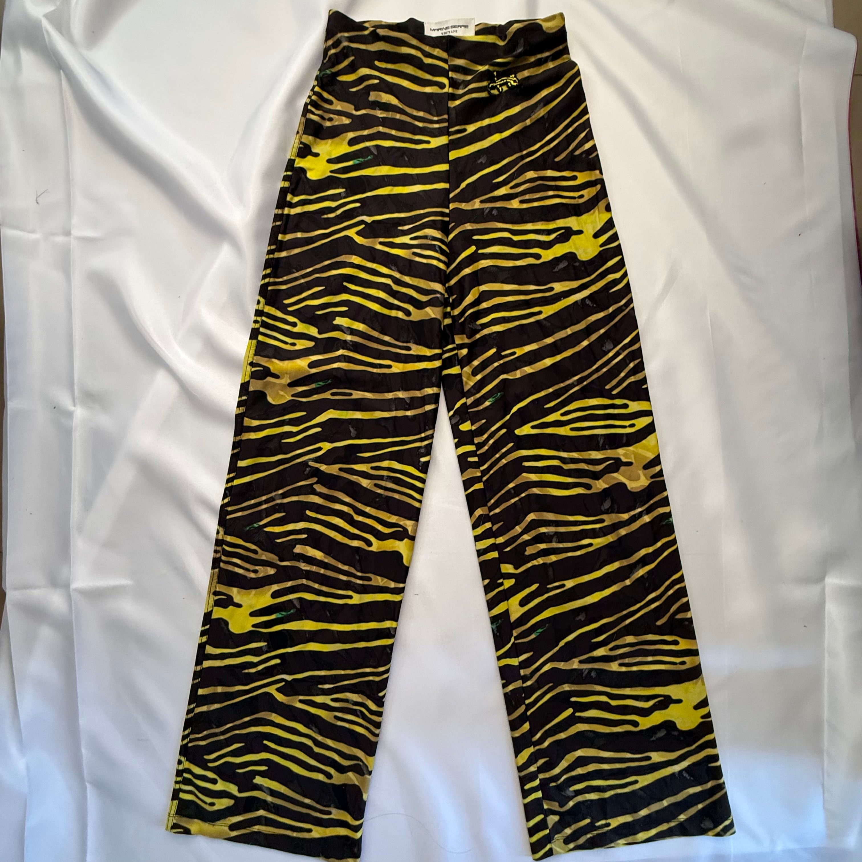 MARINE SERRE SS2020 BLACK AND YELLOW ZEBRA YOGA PANTS