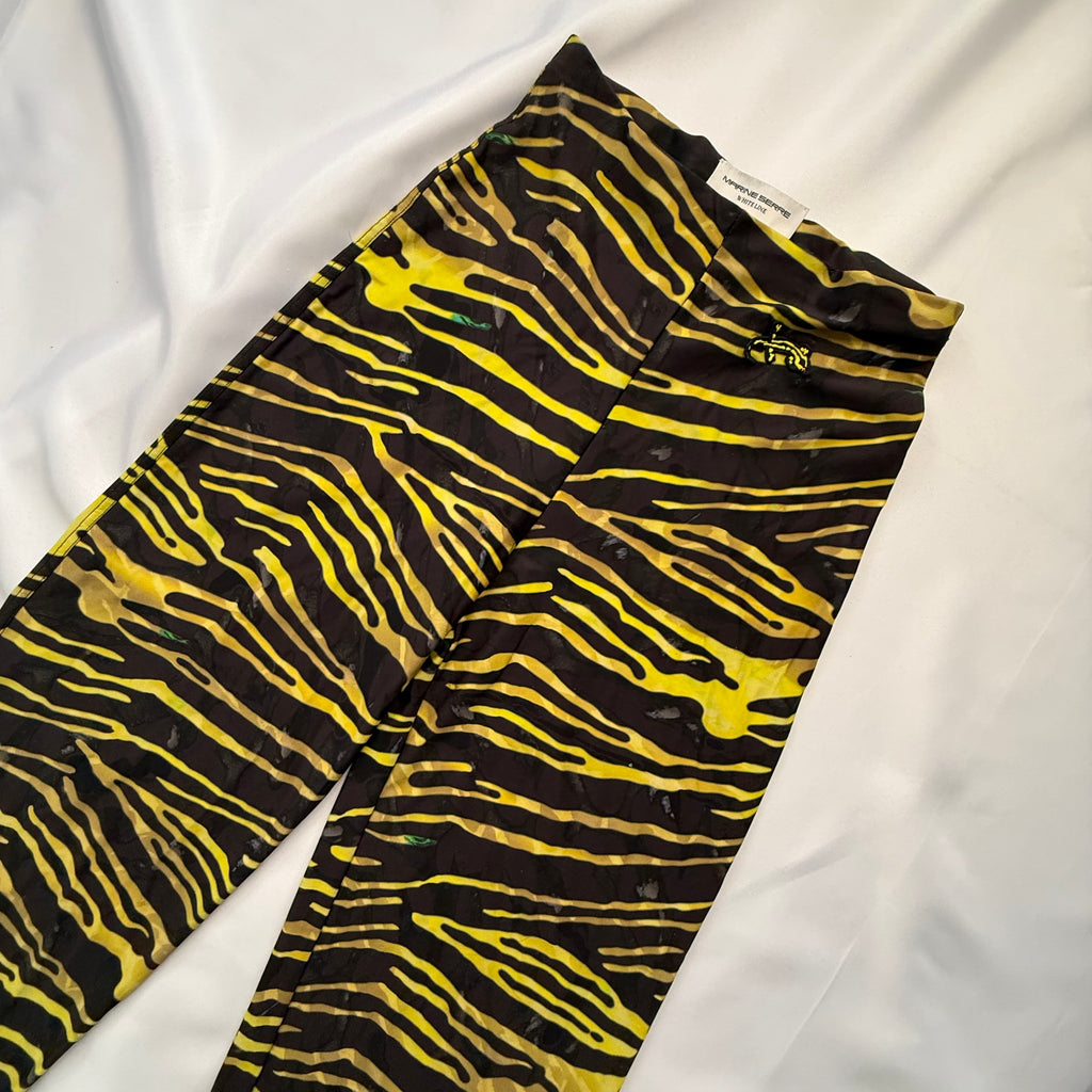 MARINE SERRE SS2020 BLACK AND YELLOW ZEBRA YOGA PANTS