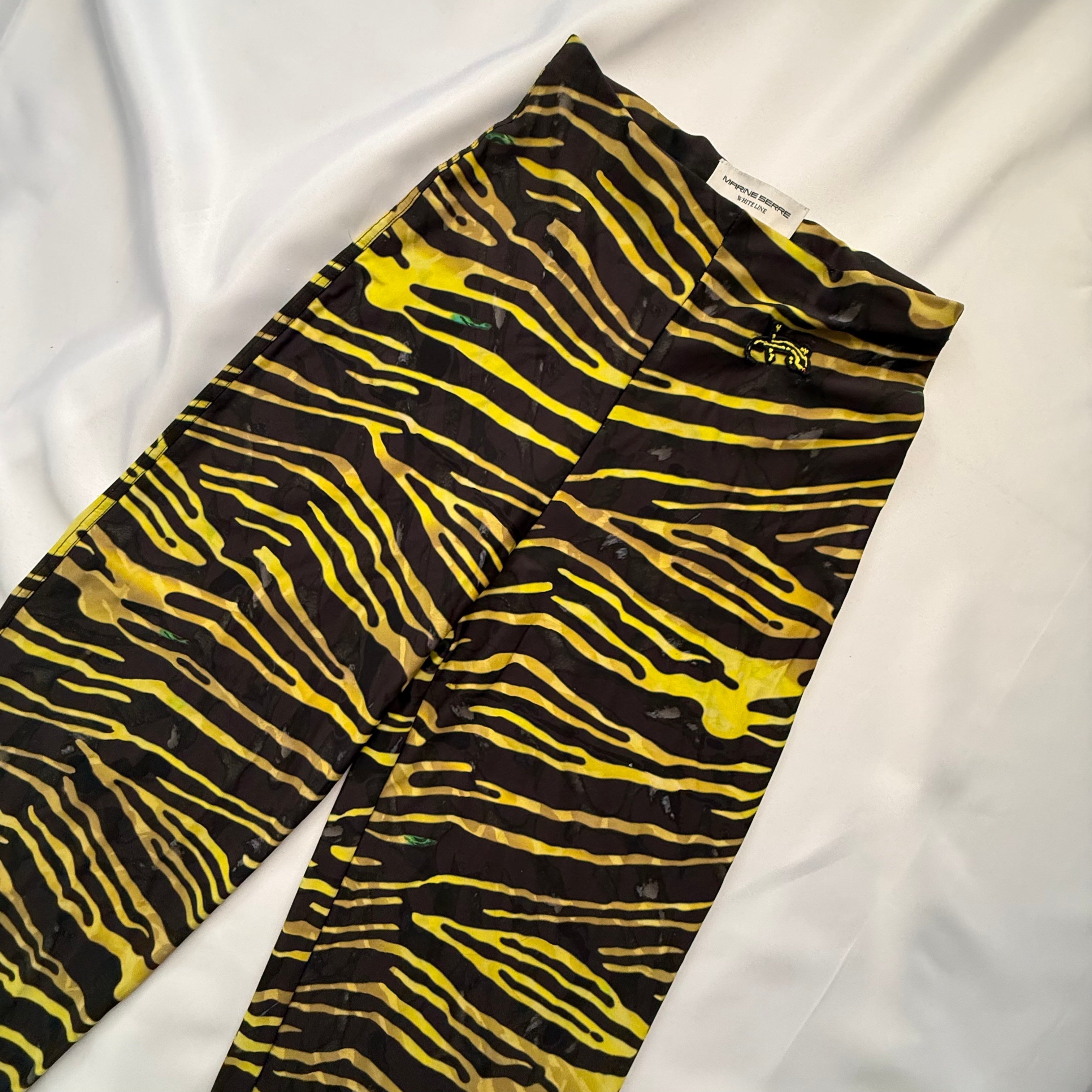 MARINE SERRE SS2020 BLACK AND YELLOW ZEBRA YOGA PANTS