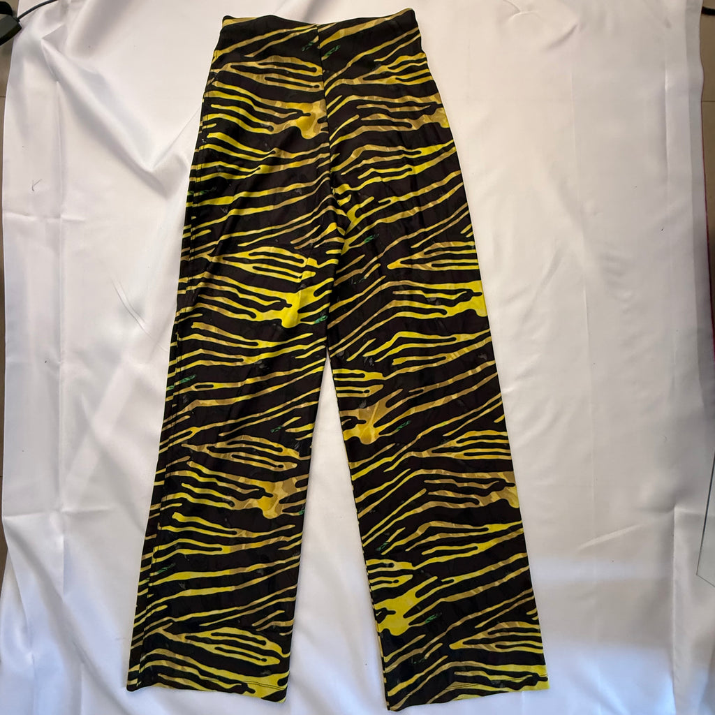 MARINE SERRE SS2020 BLACK AND YELLOW ZEBRA YOGA PANTS