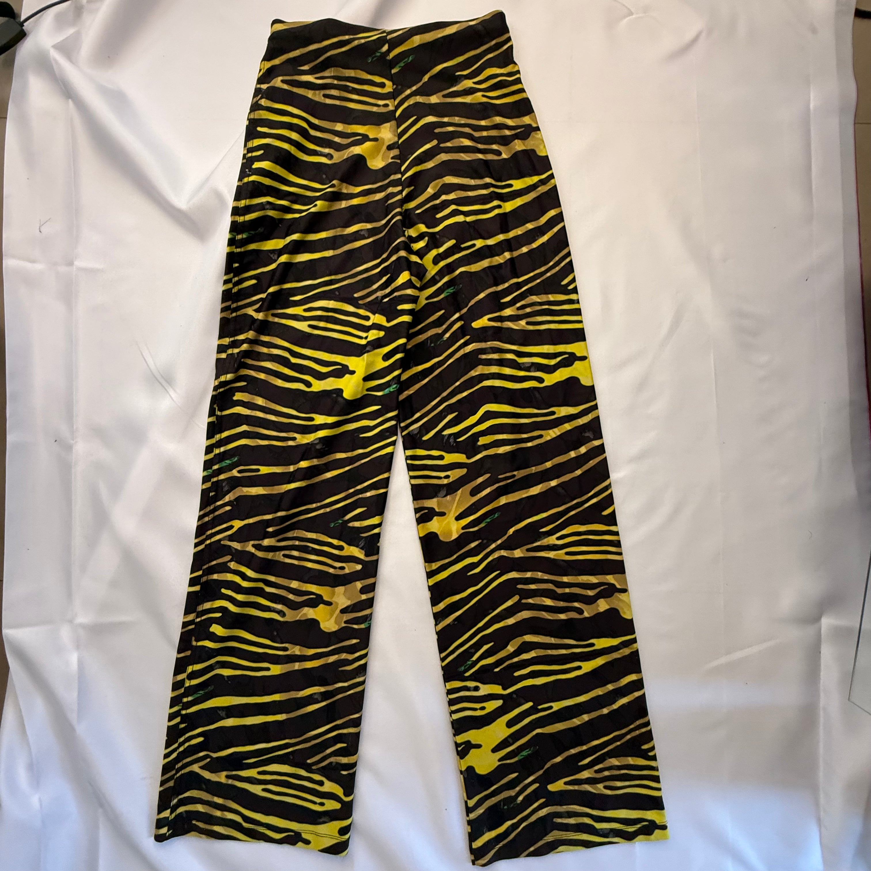 MARINE SERRE SS2020 BLACK AND YELLOW ZEBRA YOGA PANTS