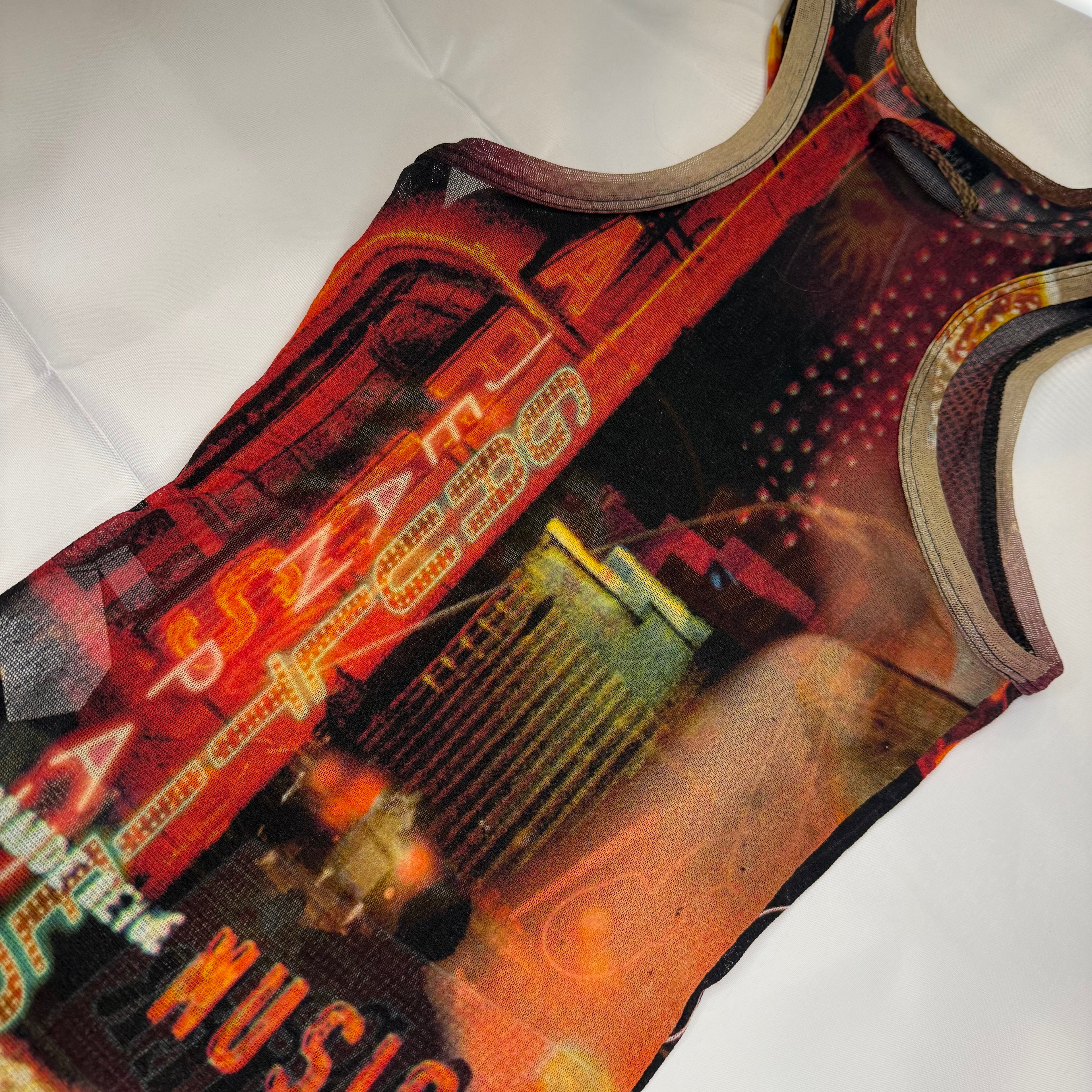 WOMENS JEAN PAUL GAULTIER PIGALLE PRINTED SHEET TULLE BODYSUIT