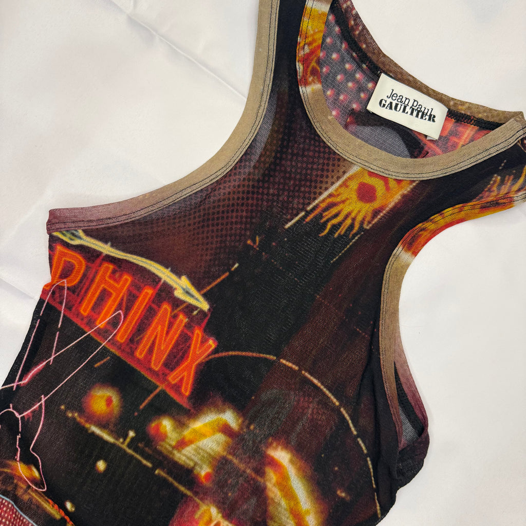 WOMENS JEAN PAUL GAULTIER PIGALLE PRINTED SHEET TULLE BODYSUIT