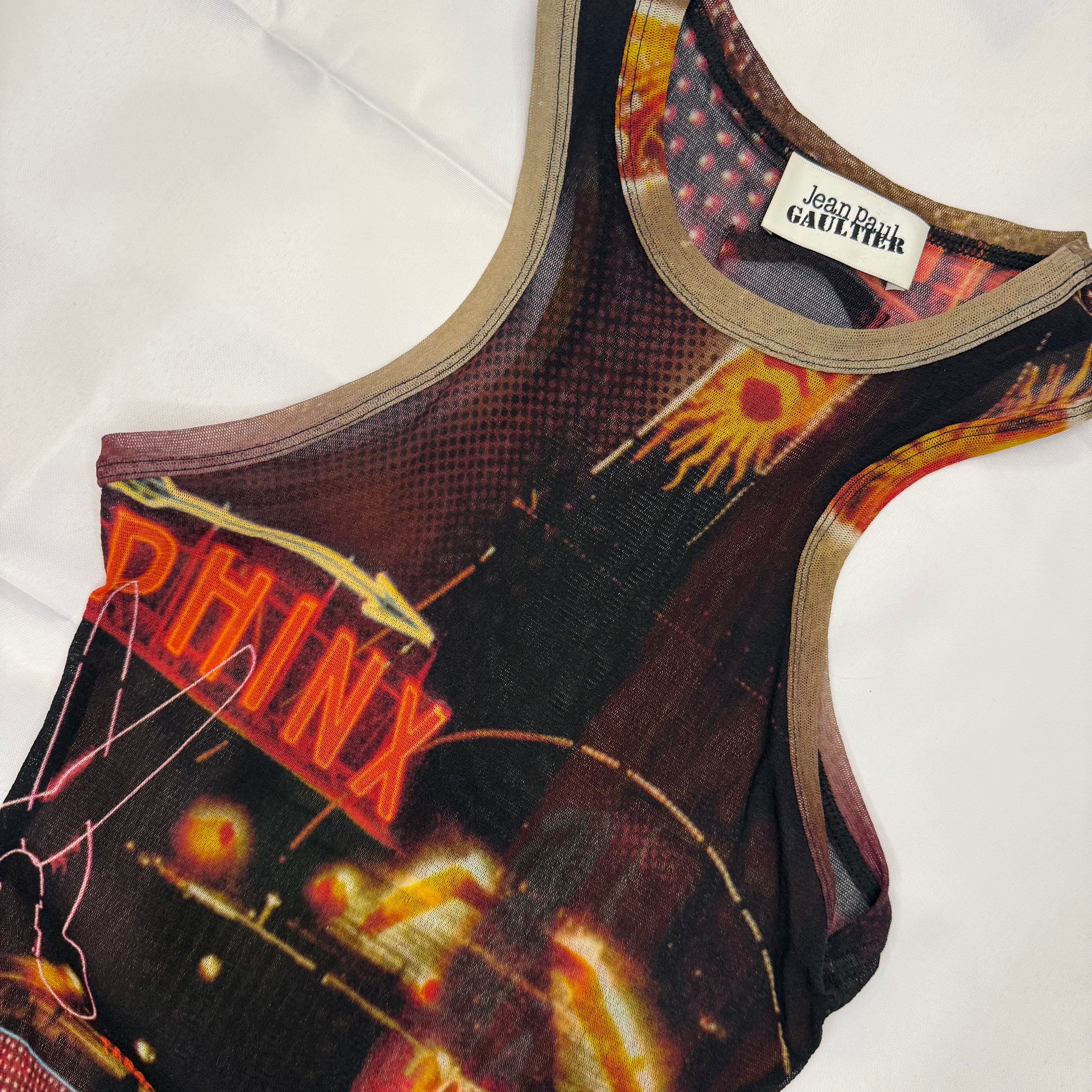 WOMENS JEAN PAUL GAULTIER PIGALLE PRINTED SHEET TULLE BODYSUIT
